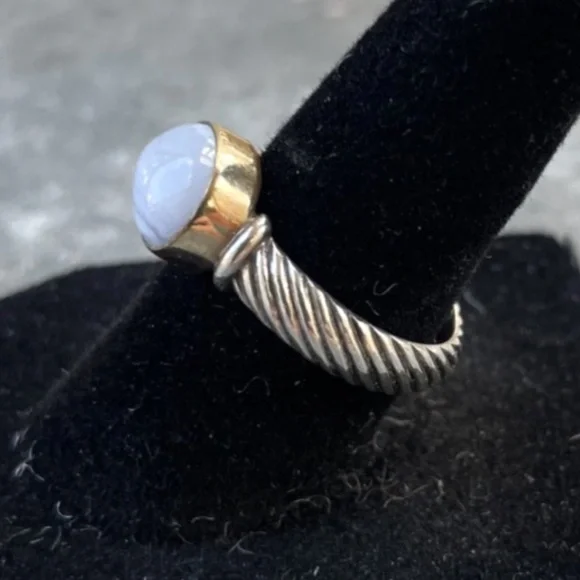 Sundance Rainbow Moonstone Ring w/ Sterling Silver braided band Size 6.5-7 - Picture 2 of 7